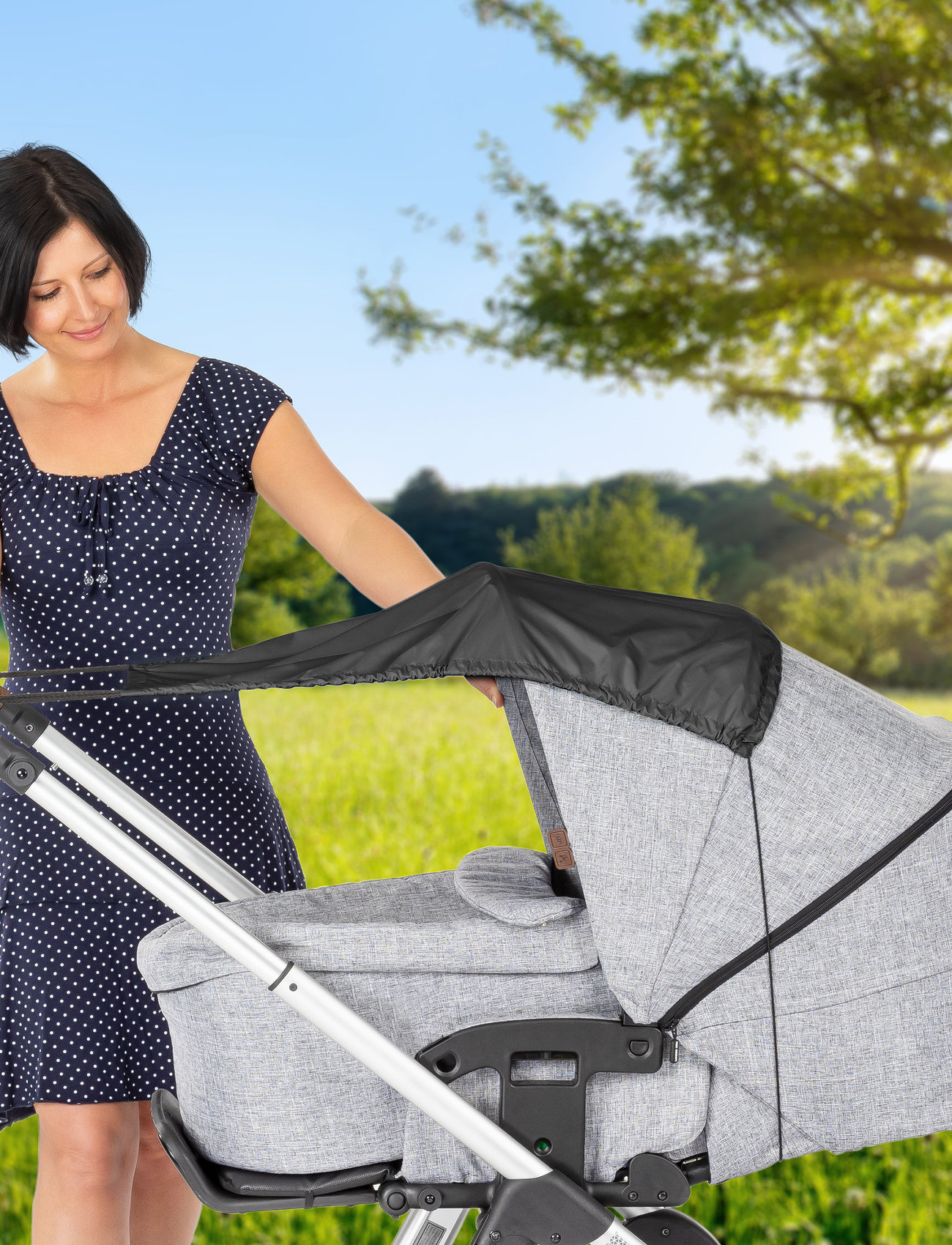 Reer Shinesafe Awning For Baby Carriage, Black, One Size, Black, Barnevogne Og Tilbehør > Sol- Og Regnslag, Børn