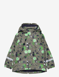 Kids' raincoat with fleece lining Koski - lined rainwear - greyish green