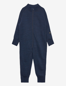 Toddlers' wool all-in-one Parvin - long-sleeved - navy