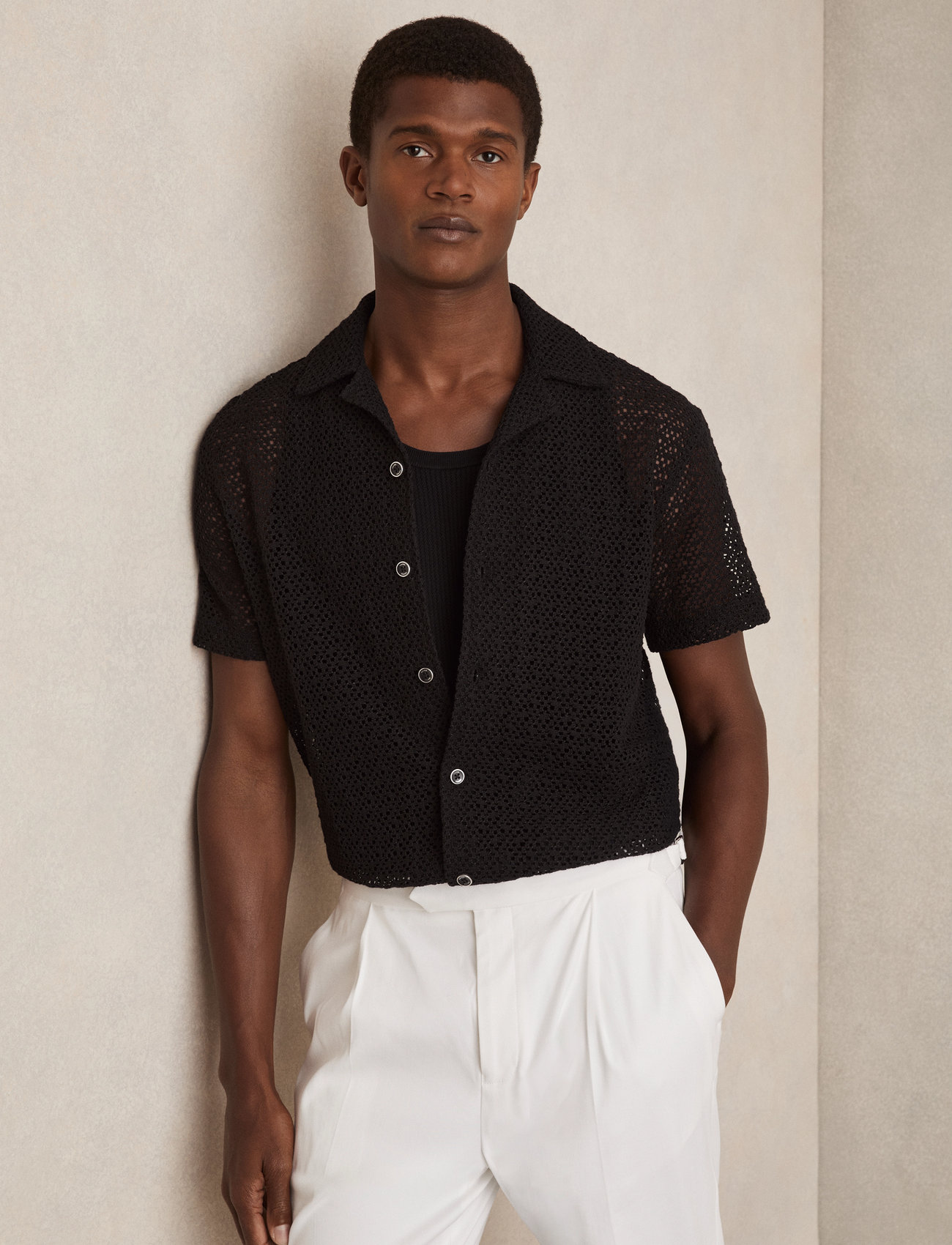 Reiss Sterling, S, Black, Strik > Kortærmede Strikkede Poloer, Herre