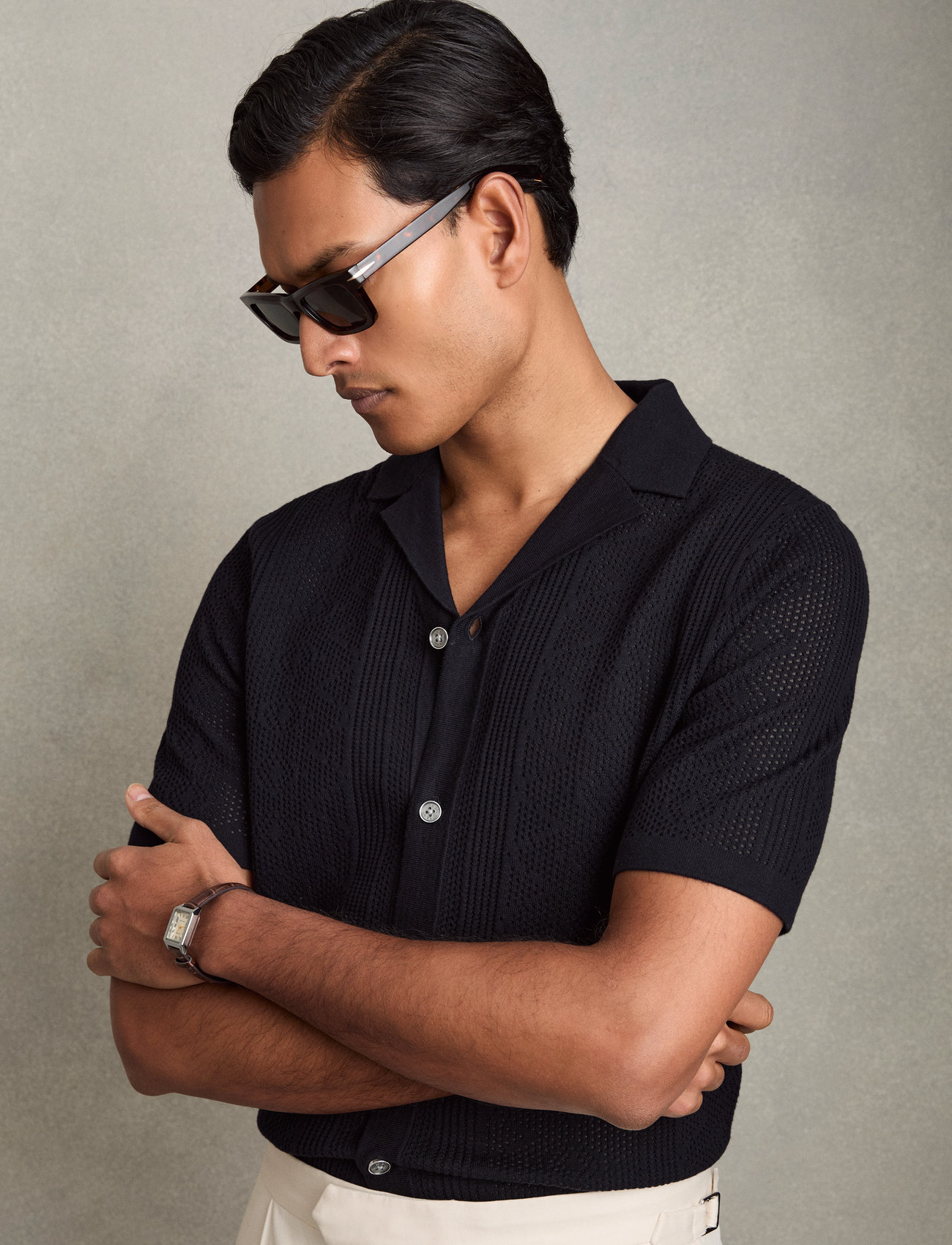 Reiss Kipling, S, Black, Skjorter > Kortærmede Shirts, Herre