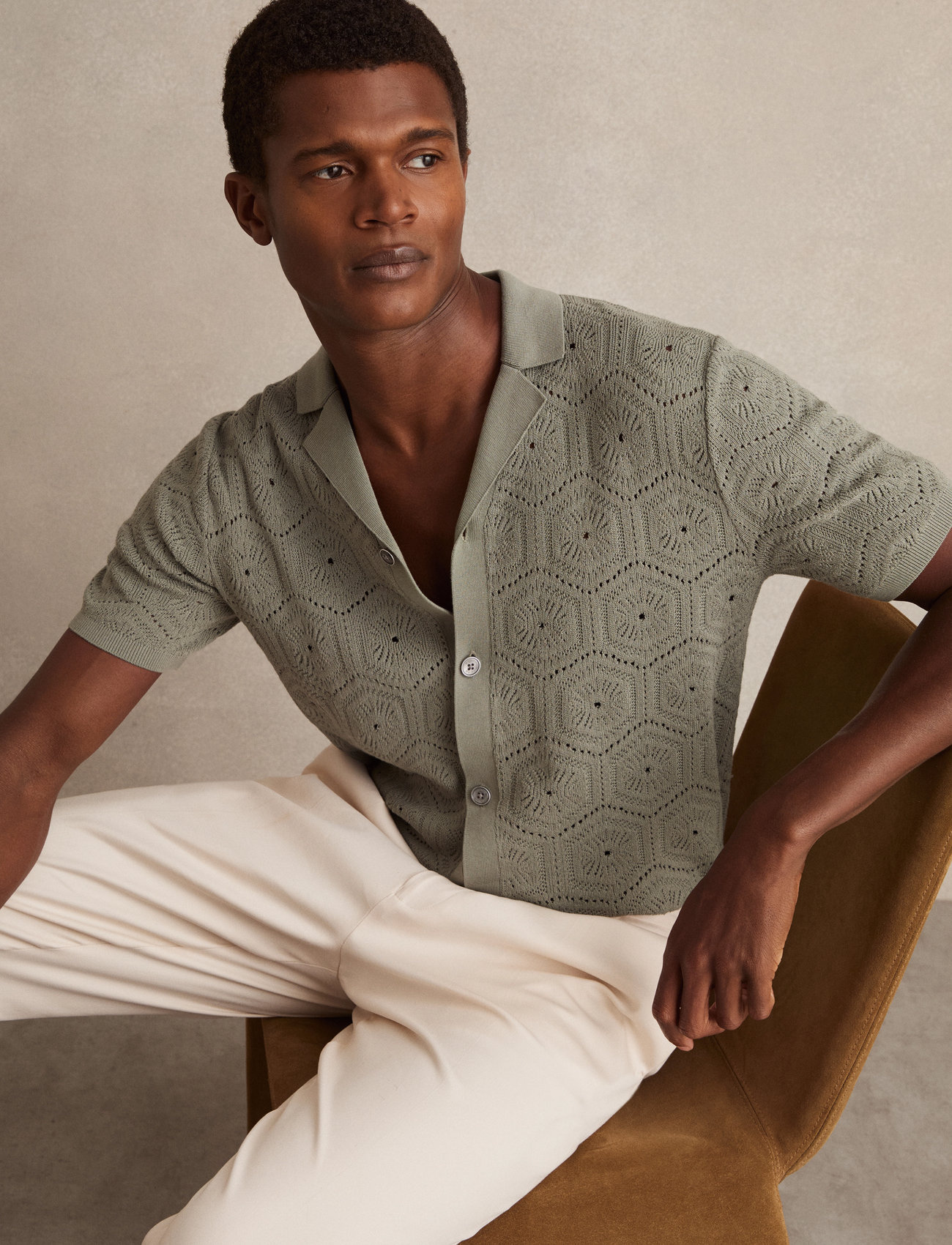 Reiss Royce, S, Green, Skjorter > Kortærmede Shirts, Herre