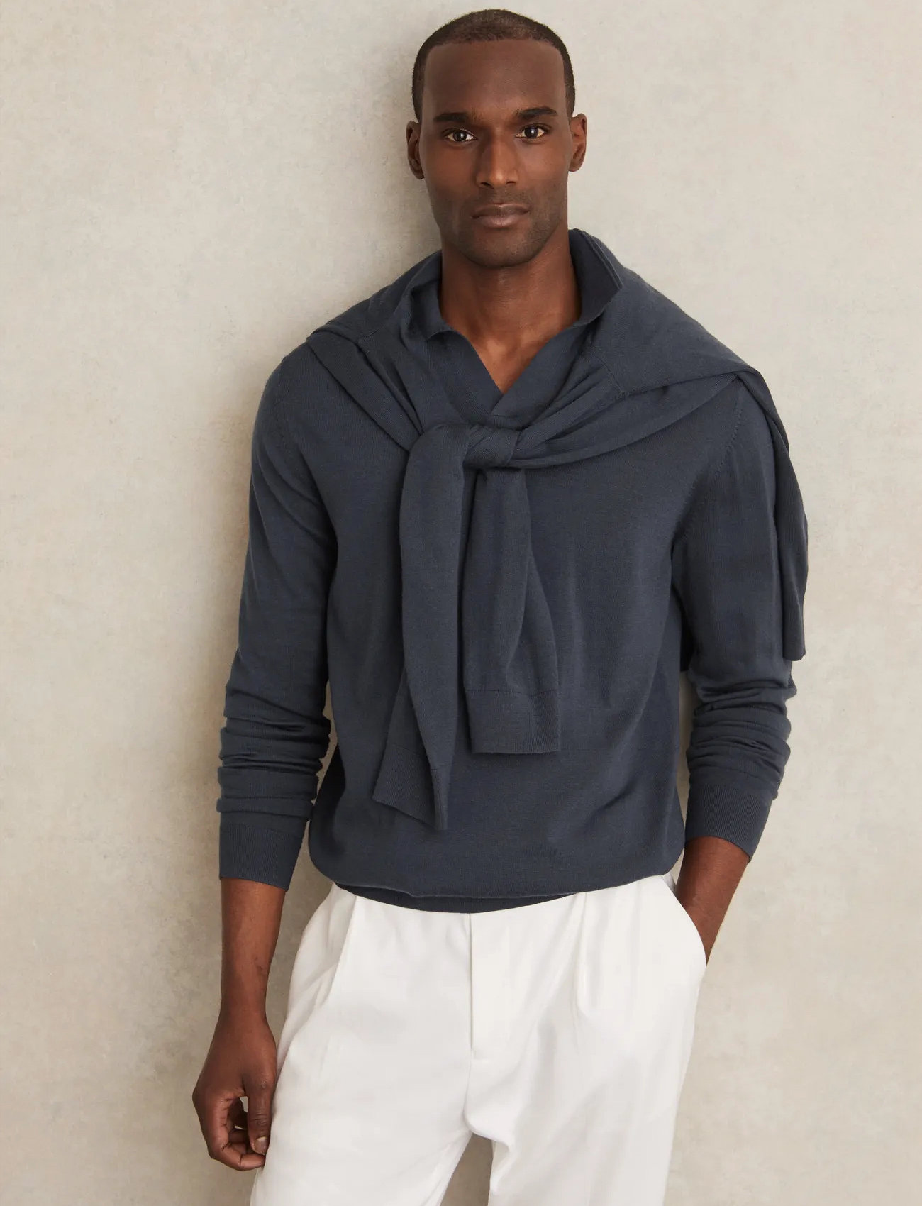 Reiss Milburn, S, Navy, Strik > Trøjer Med Halv Lynlås, Herre