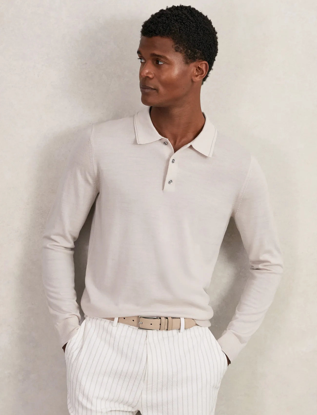 Reiss Trafford, M, Cream, Poloer > Langærmede, Herre