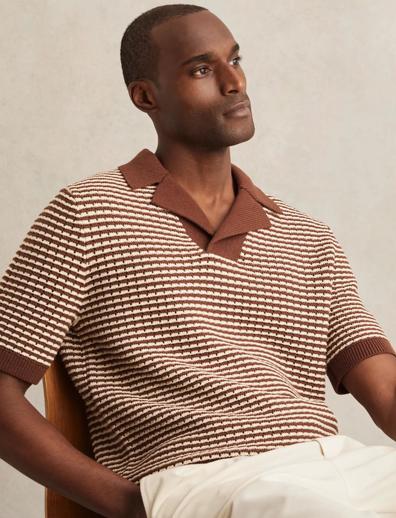 Reiss Icarus, XL, Brown, Strik > Kortærmede Strikkede Poloer, Herre