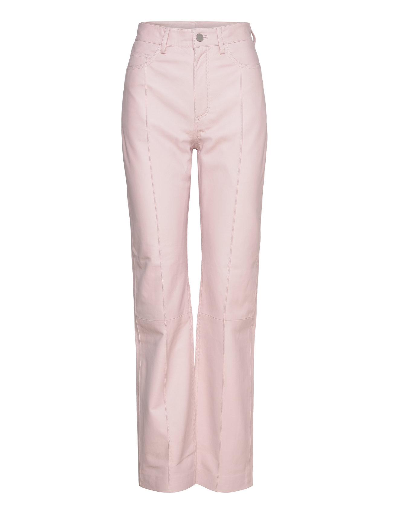 REMAIN Birger Christensen Straight Leather Pants Rosa