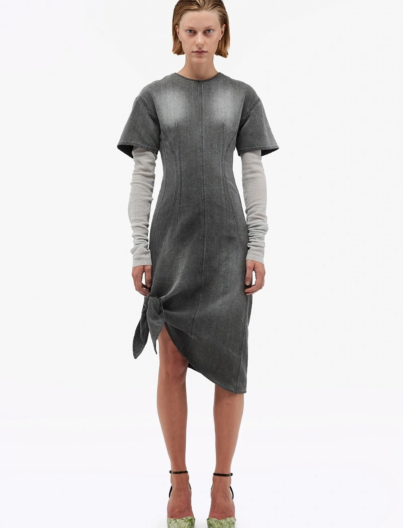 REMAIN Birger Christensen Drapy Denim Dress, 40, Grey, Kjoler > Jeans-Kjoler, Dame