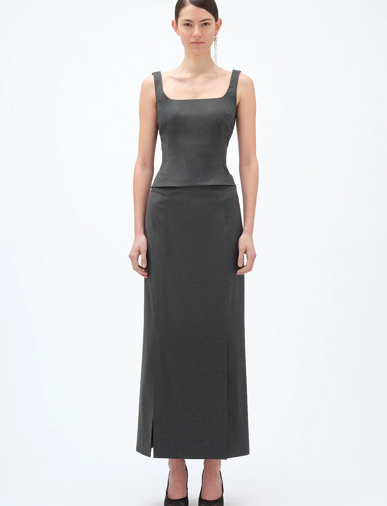 REMAIN Birger Christensen Midi Pencil Skirt, 32, Grey, Nederdele > Knælange Og Midi Nederdele, Dame