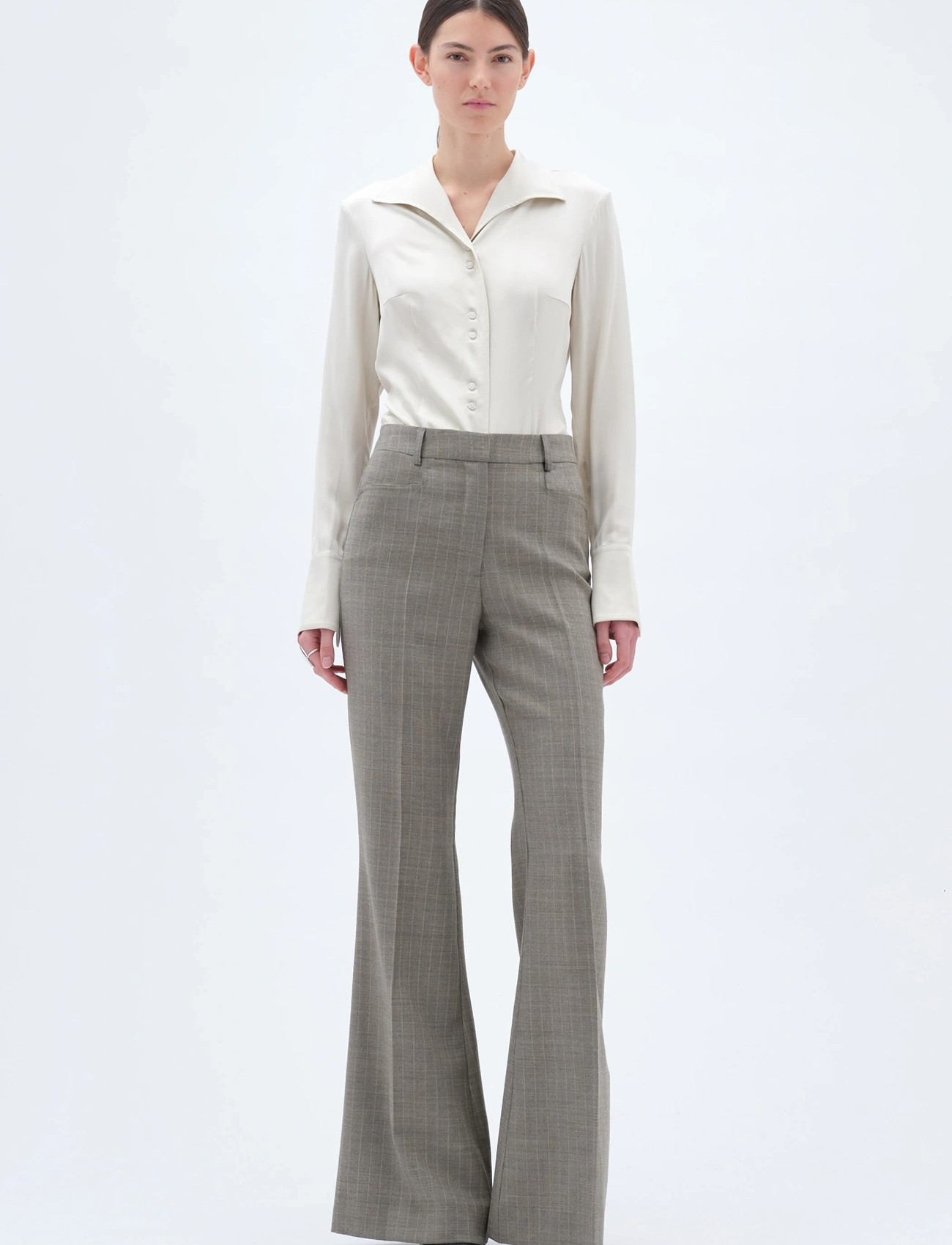 REMAIN Birger Christensen Flared Pants, 40, Grey, Bukser > Flared, Dame