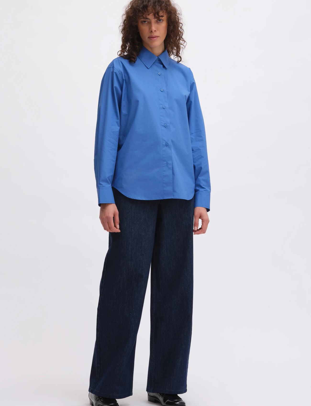 REMAIN Birger Christensen Boxy Shirt, 38, Blue, Shirts - Long-sleeved, Dame