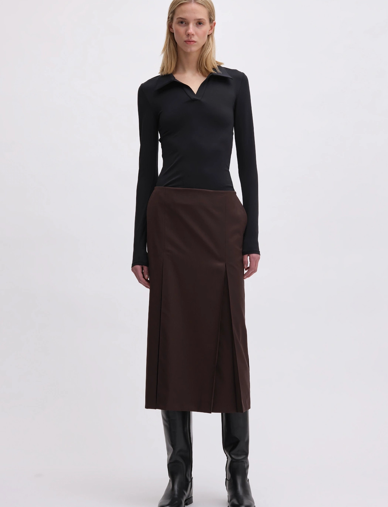 REMAIN Birger Christensen Jersey Polo Top, L, Black, T-Shirts & Toppe > Langærmede, Dame