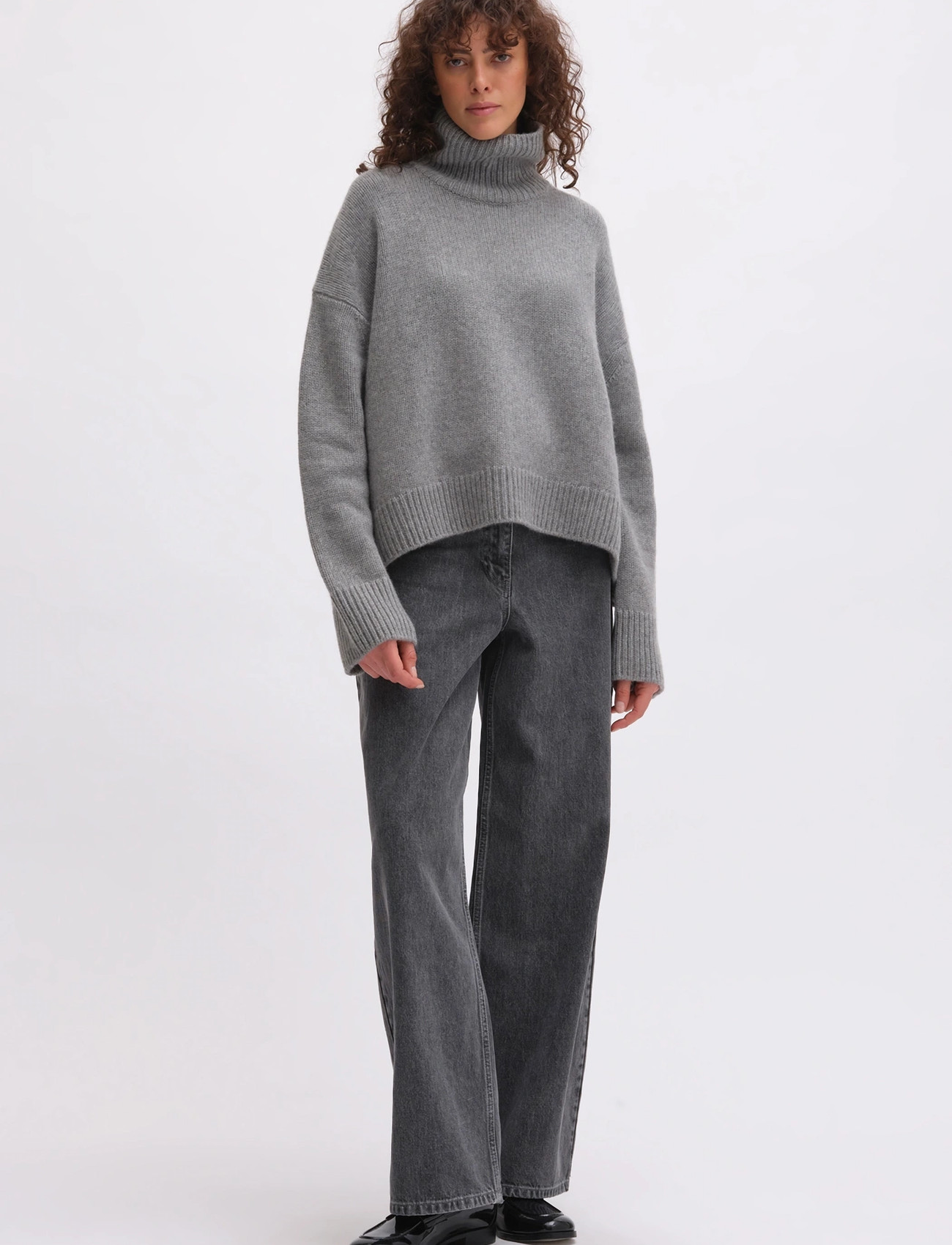 REMAIN Birger Christensen Knitted Polo, S, Grey, Strik > Rullekrave, Dame
