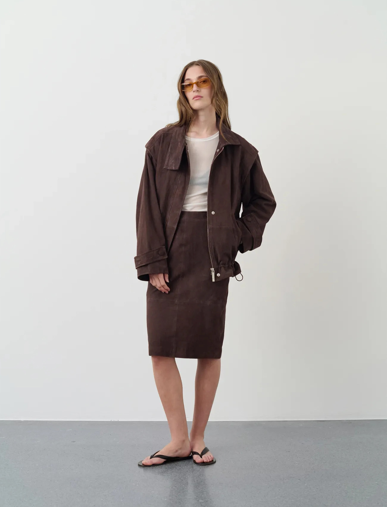 REMAIN Birger Christensen Midi Leather Skirt