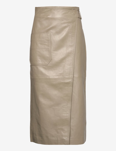 Skirt Triple Stiched Leather - midinederdele - brindle