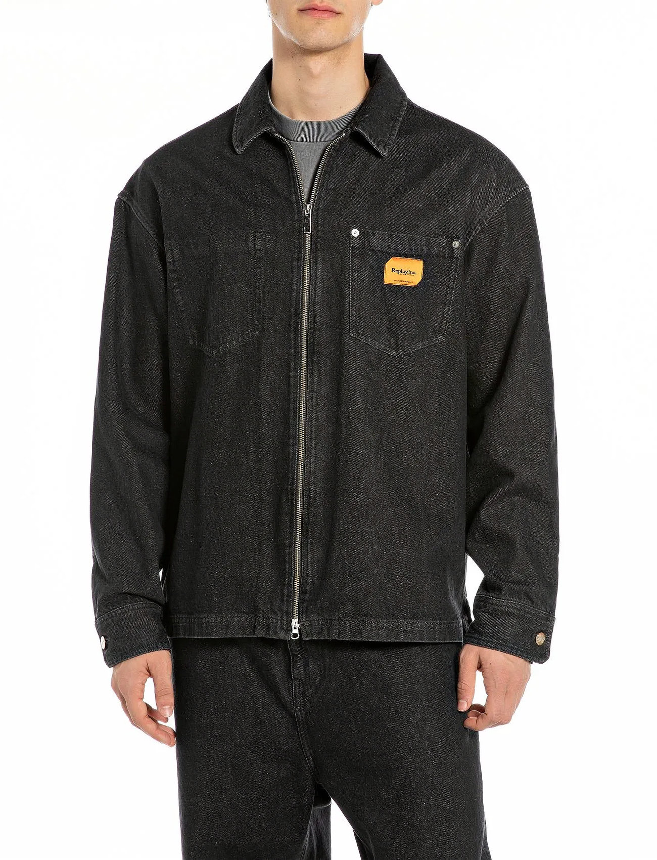 Replay Shirt, L, Black, Denim > Unlined Denim Jackets, Herre