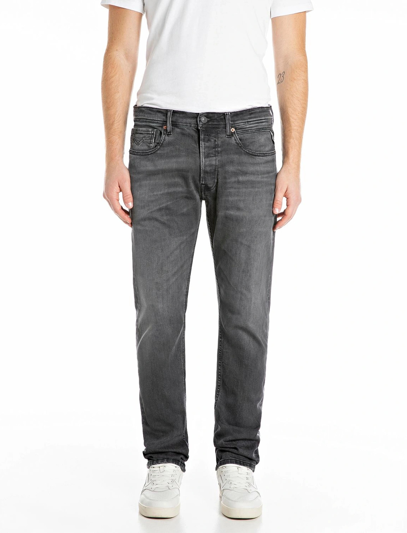 Replay Rocco Trousers Comfort 573 Eco Plus, 38 x 32, Black, Jeans > Smalle, Herre