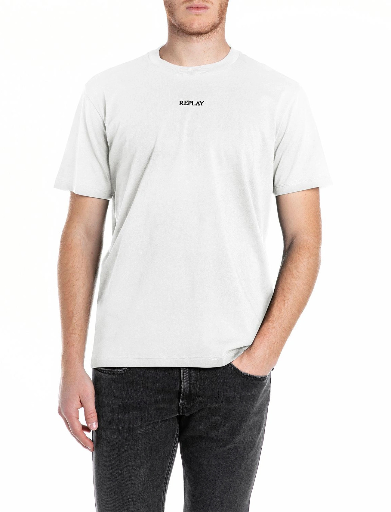 Replay T-Shirt Regular Replay Basics, M, White, T-Shirts > Kortærmede, Herre