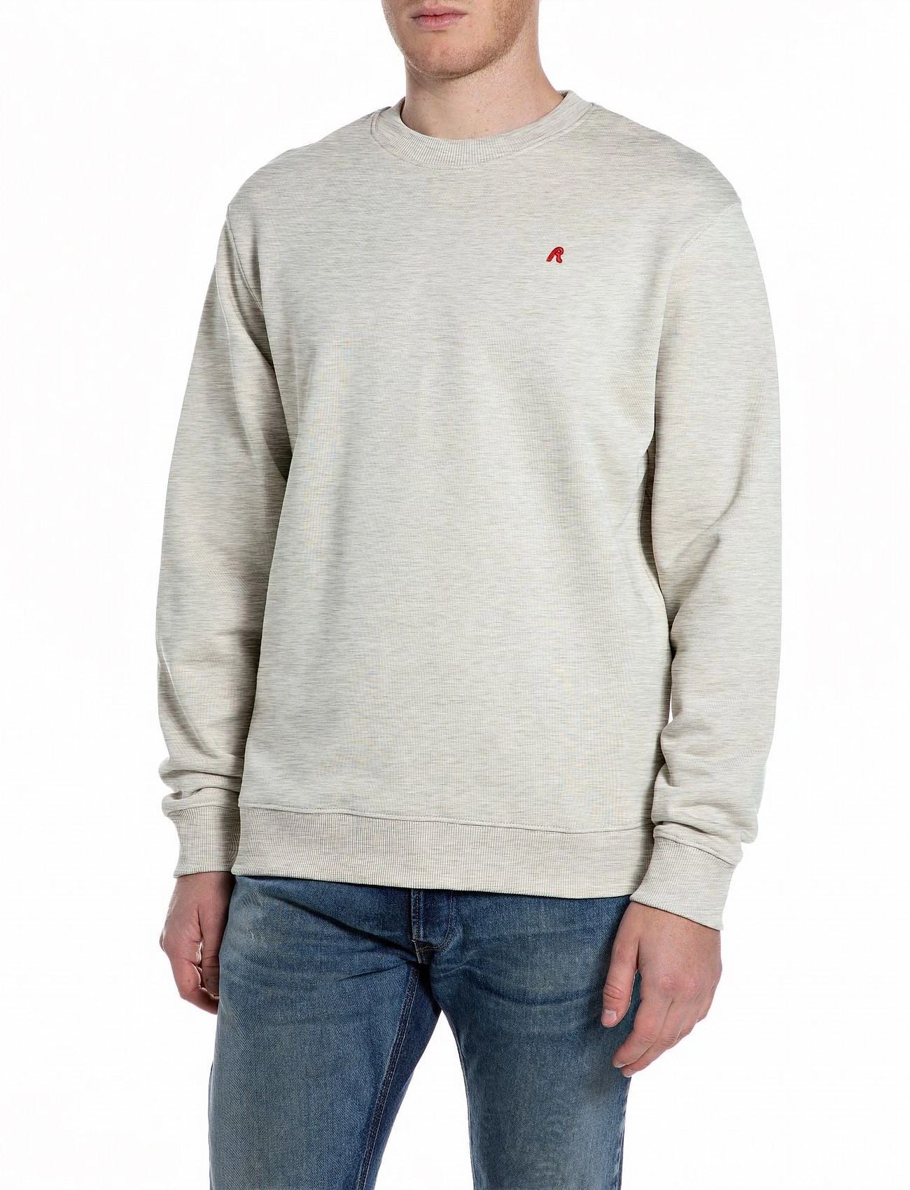 Replay Jumper Regular Red Logo, L, Grey, Sweatshirts & Hættetrøjer > Sweatshirts, Herre