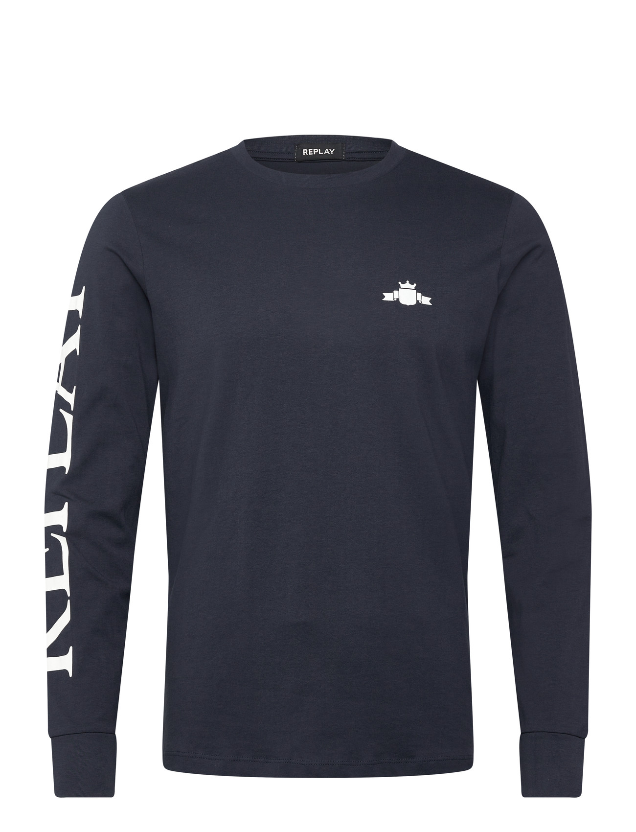 Replay Long-Sleeved T-Shirt Regular, S, Navy, T-shirts - Long-sleeved, Herre
