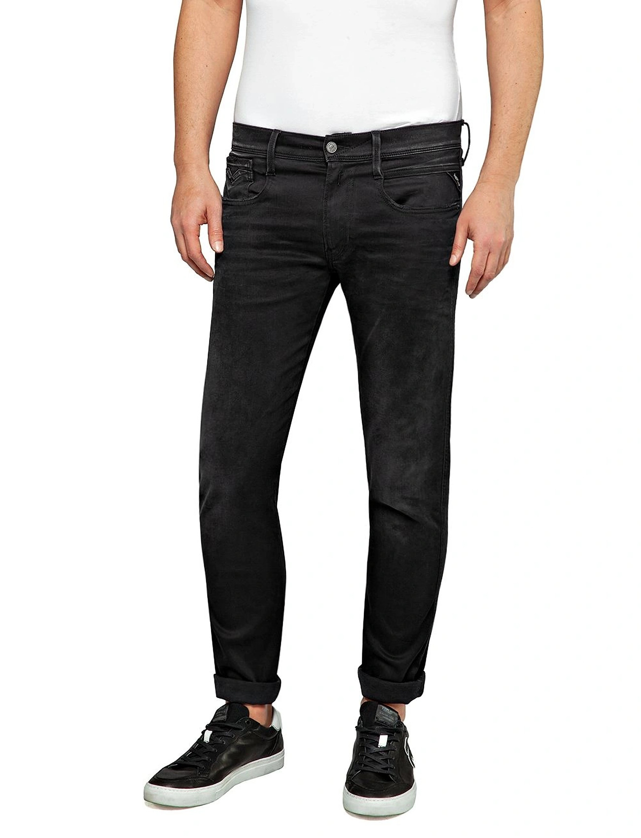 Replay Anbass Trousers Slim Hyper Cloud, 34 x 30, Black, Jeans > Smalle, Herre