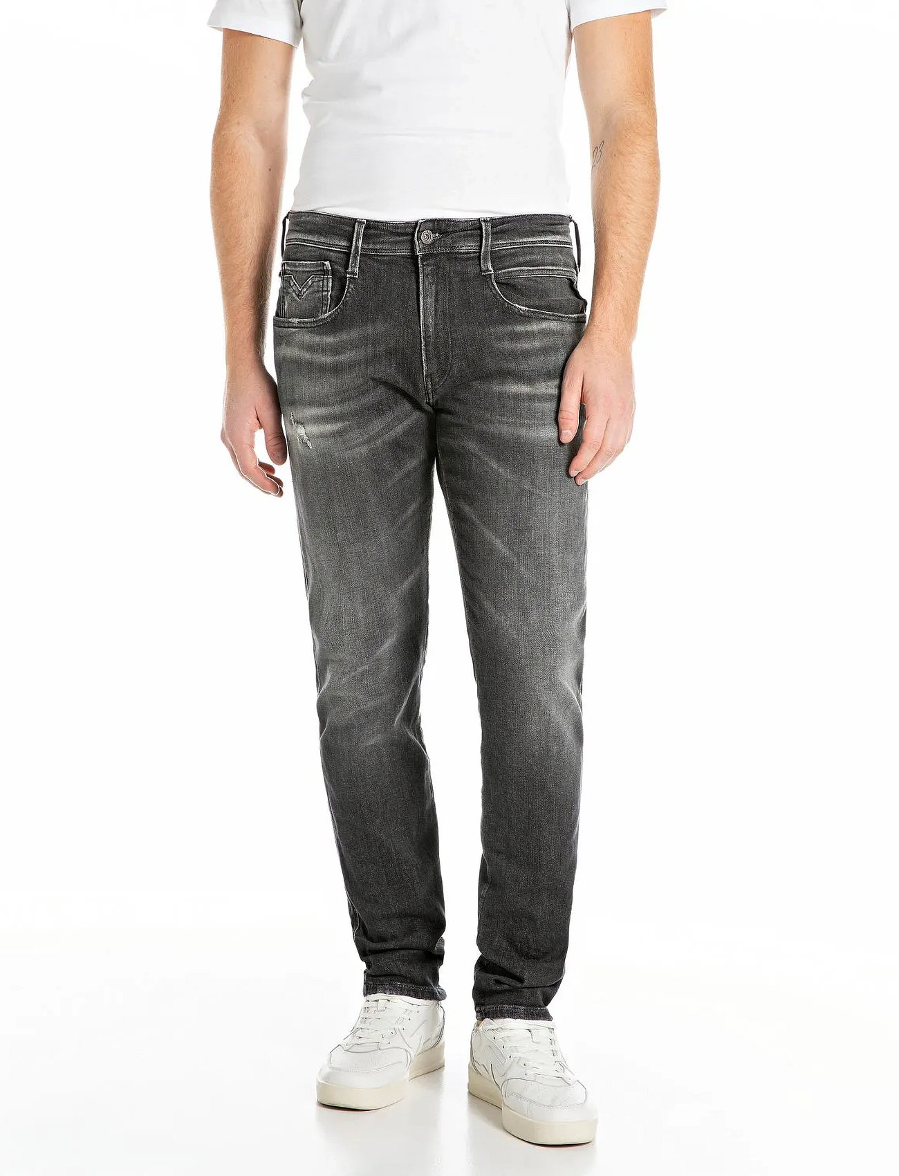 Replay Anbass Trousers Slim Aged, 32 x 30, Grey, Jeans > Smalle, Herre