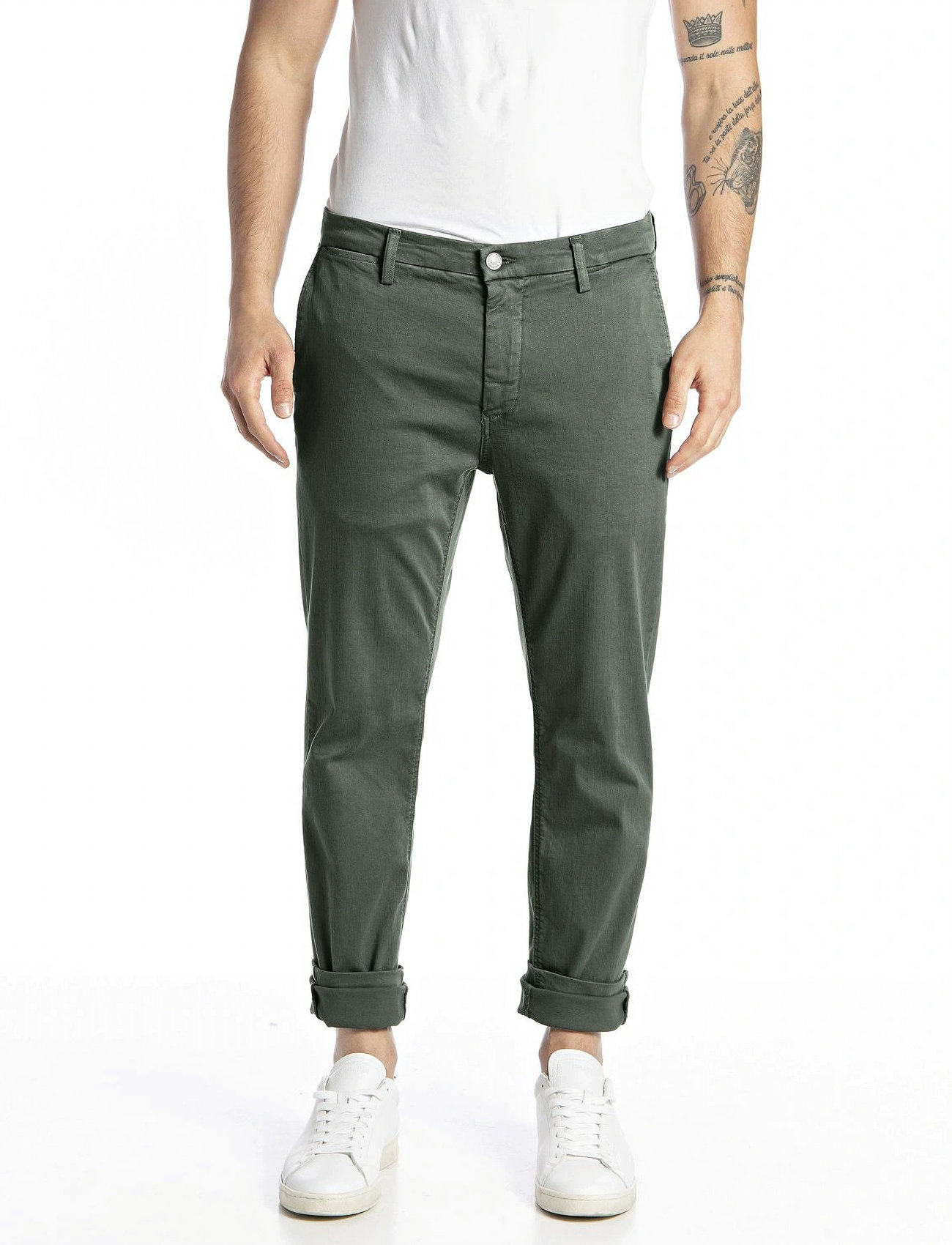 Replay Zeumar Trousers Slim Hyperchino Color Xlite, 38 x 32, Khaki green, Jeans > Smalle, Herre