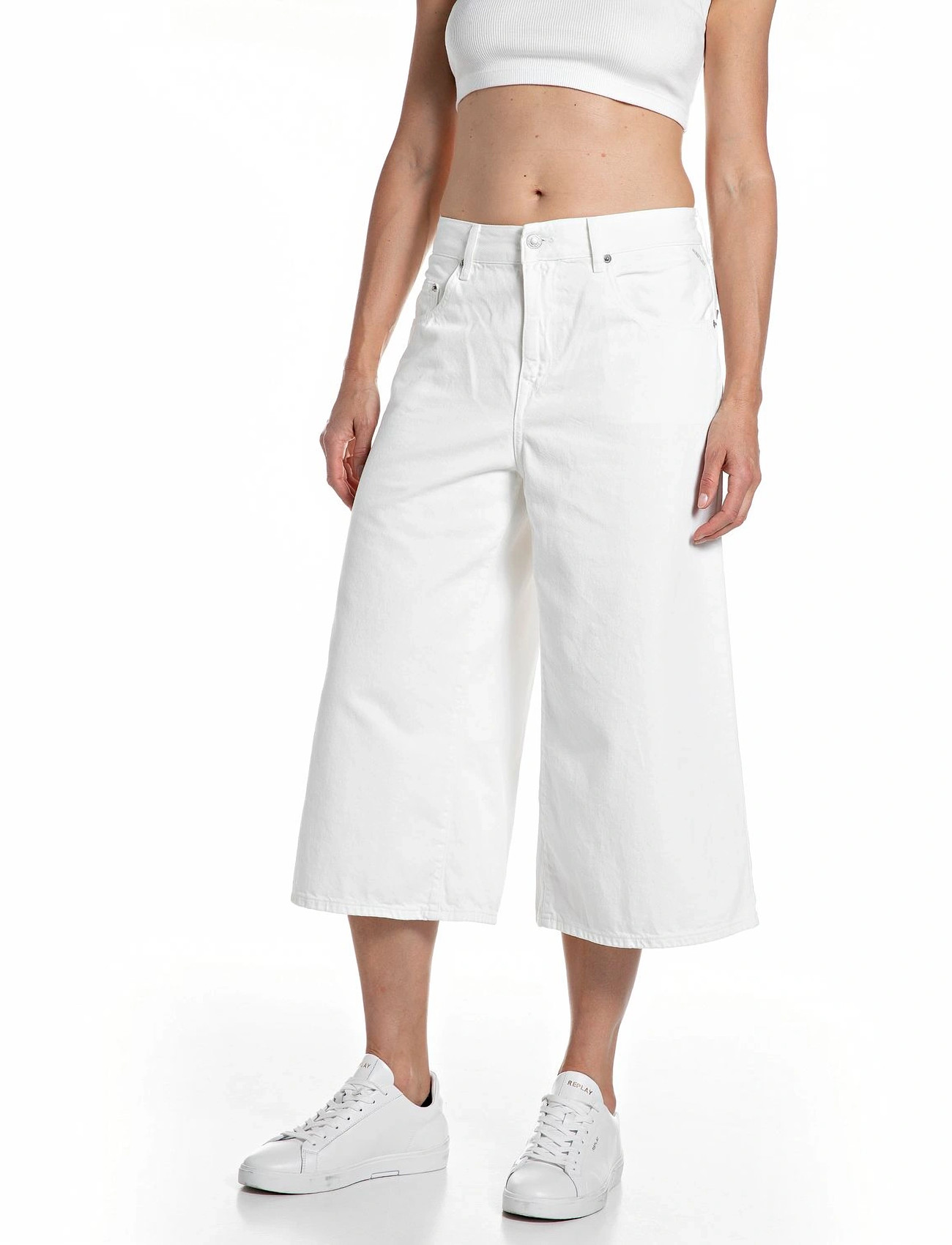 Replay Vivyette Trousers Wide Leg, 29, White, Jeans > Vidde, Dame
