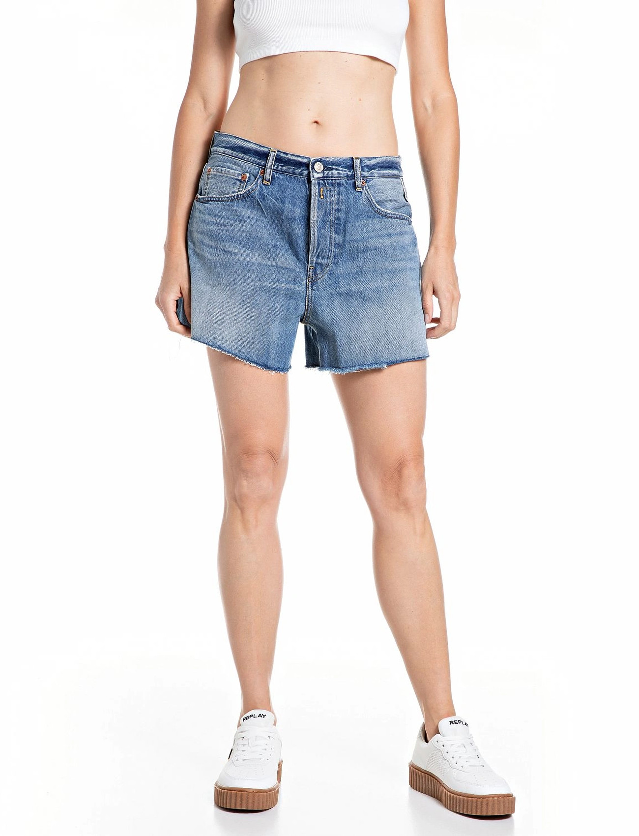 Replay Shorts Straight Short, 30, Blue, Shorts > Denim Shorts, Dame