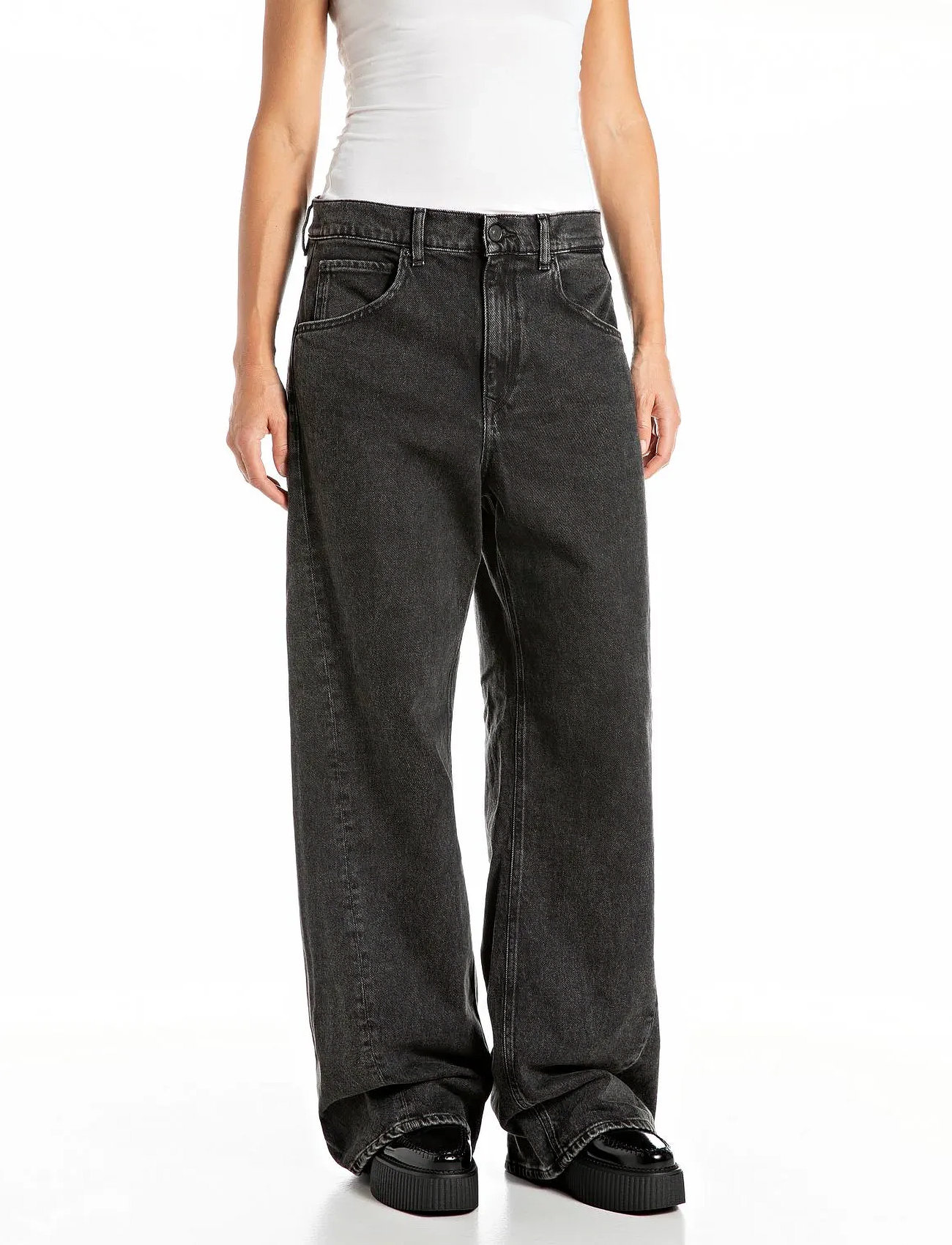 Replay Narja Trousers Baggy, 28 x 28, Grey, Jeans > Vidde, Dame