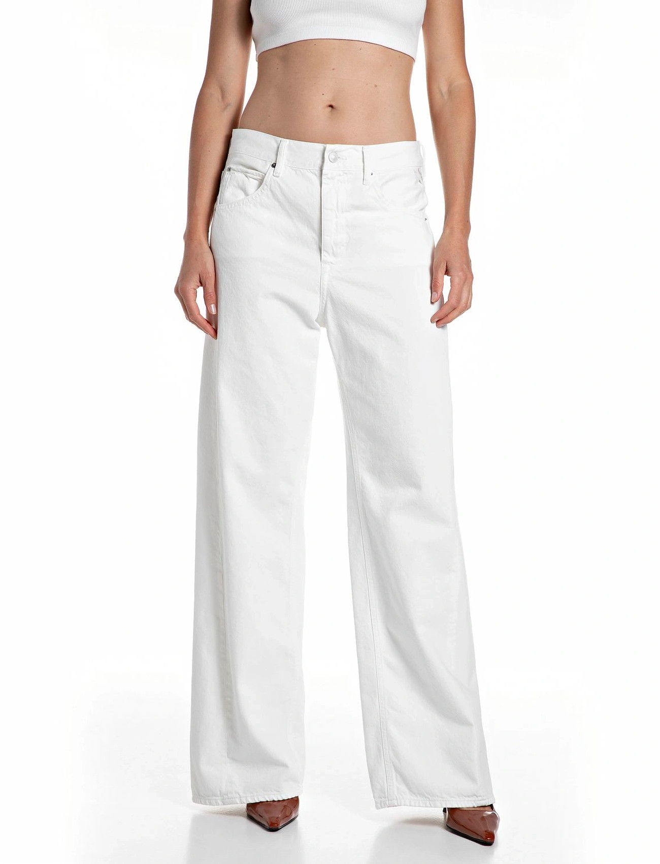 Replay Narja Trousers Baggy, 24 x 30, White, Jeans > Vidde, Dame