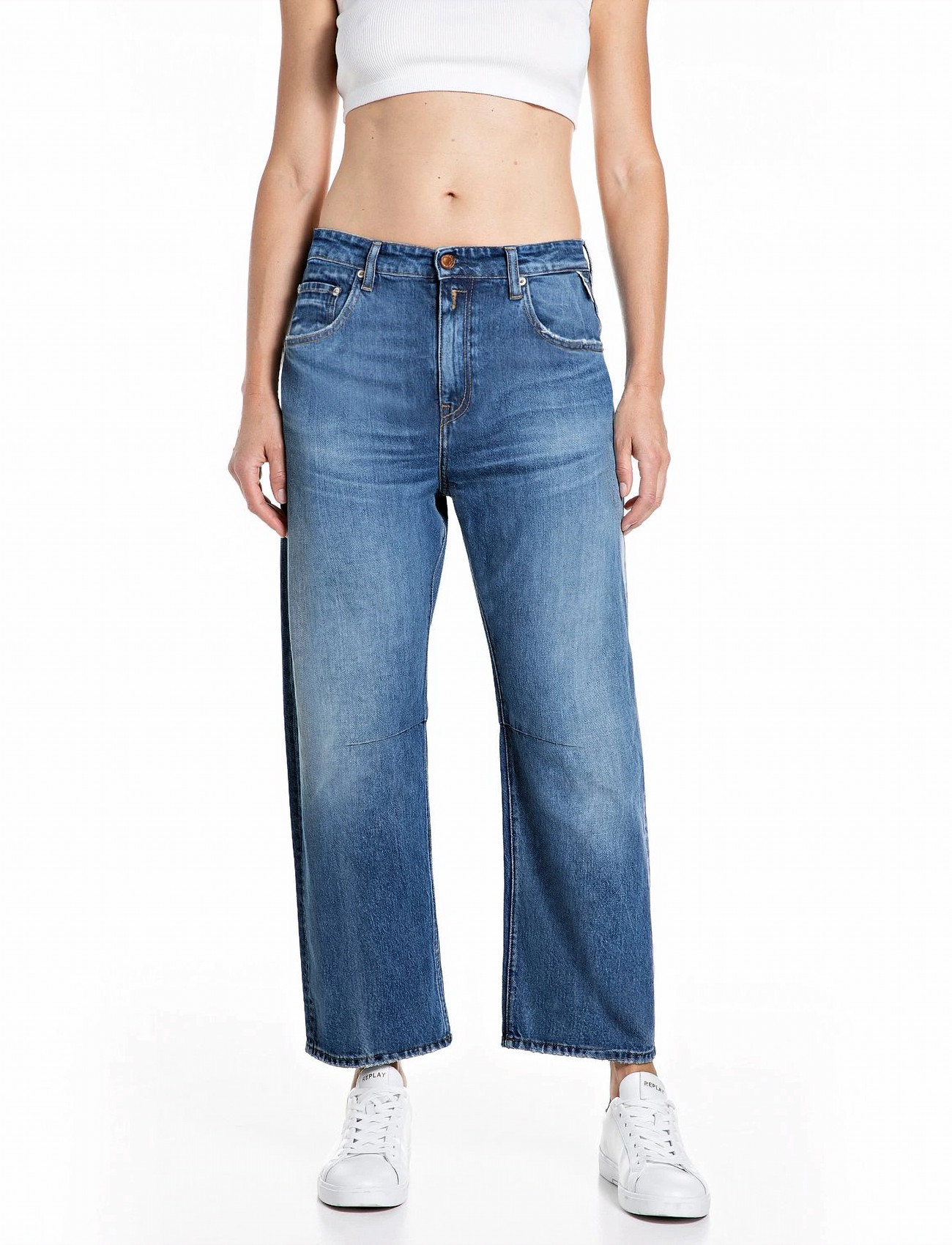 Replay Janie Trousers Barrel, 25 x 28, Blue, Jeans > Vidde, Dame