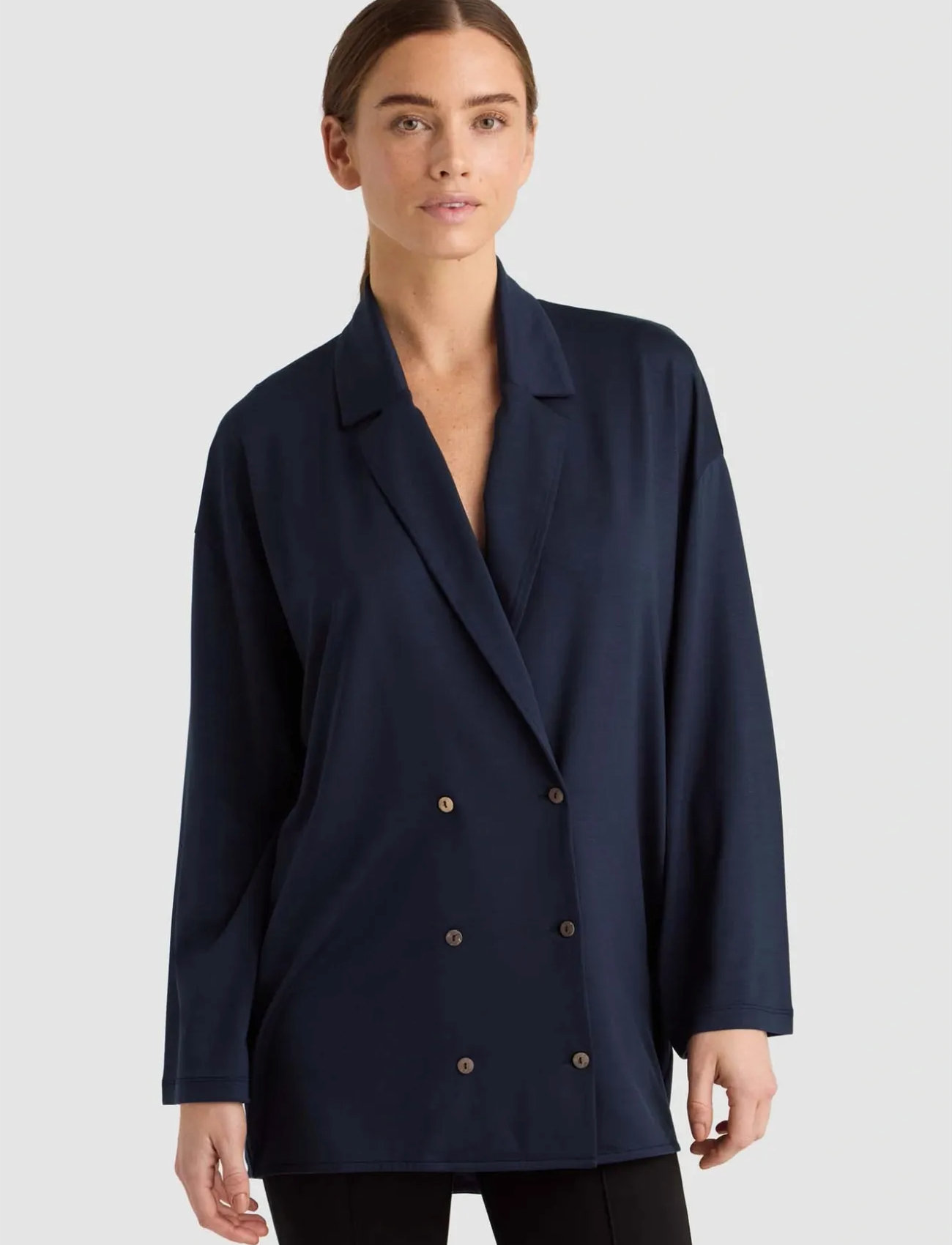 Residus Huberta Blouse, M, Navy, Bluser > Langærmede, Dame