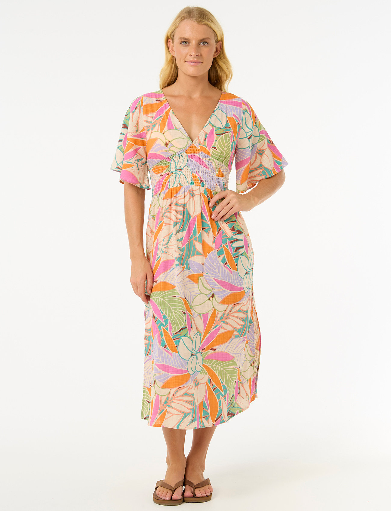 Rip Curl Cala Vadella Midi Dress, L, Multi/patterned, Sport Kjoler Og Nederdele > Sport Dresses, Dame