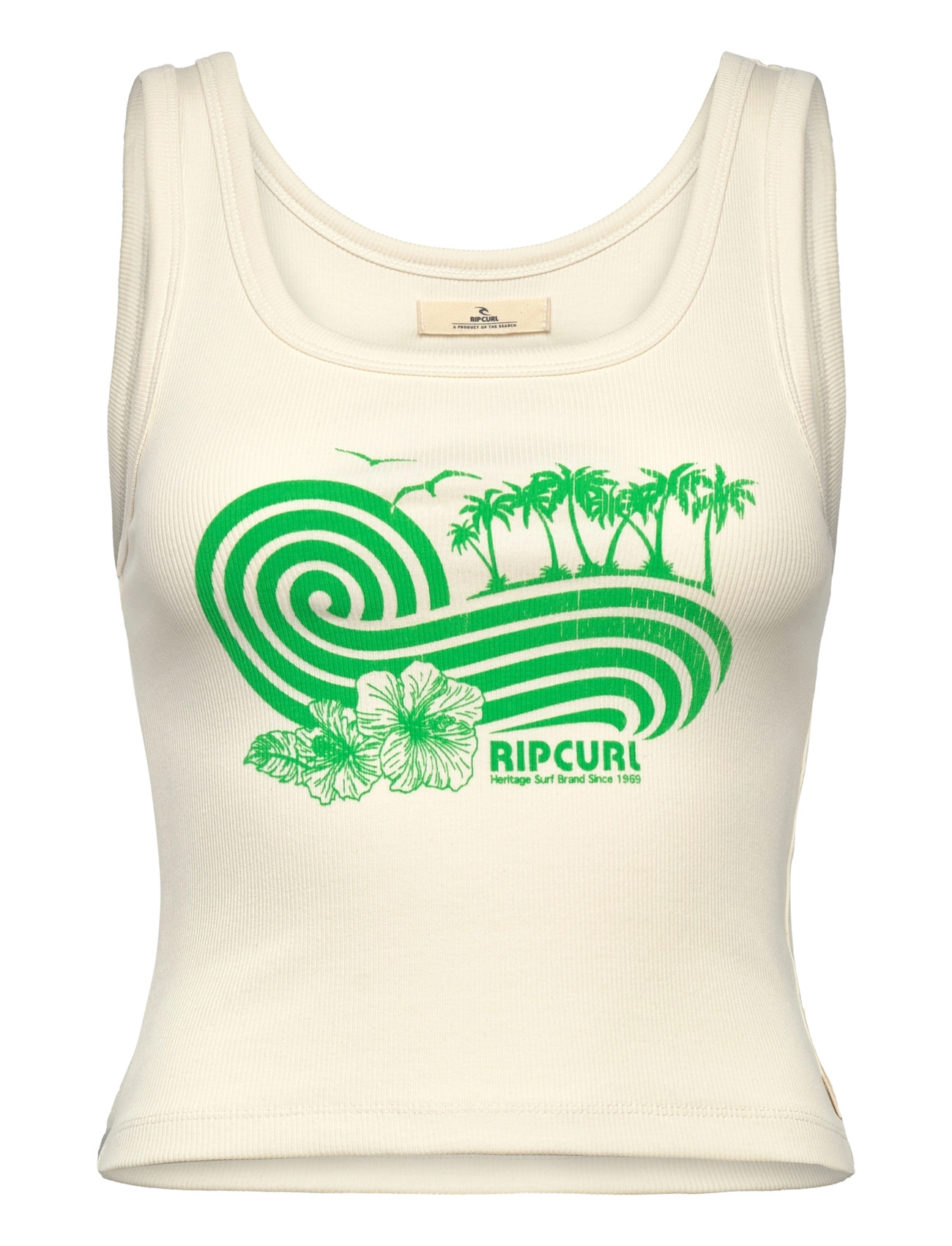 RIP CURL Ocean Break Rib Tank Cream - S - Damen