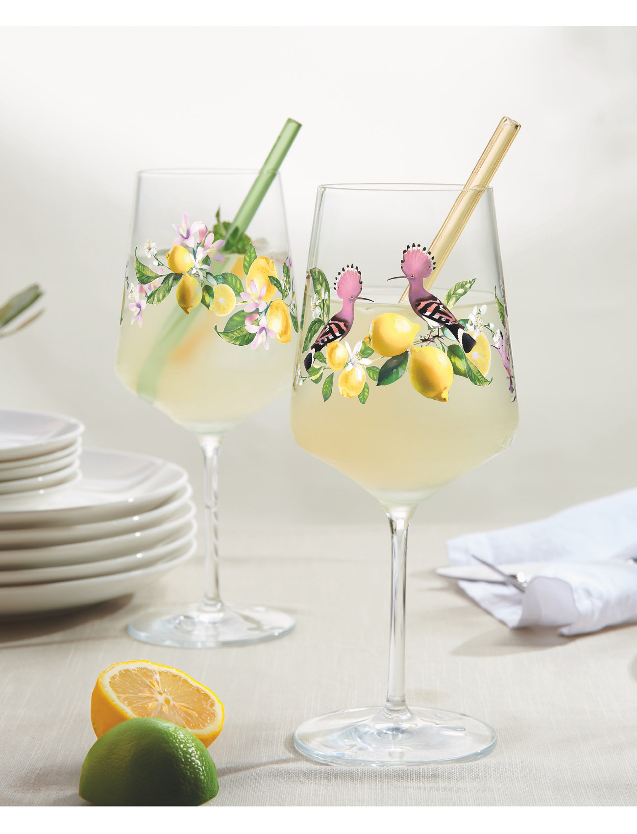 Ritzenhoff Sommertau Wineglass 2-P Limoncello, 54.4 CL, Multi/patterned, Vinglas > Hvidvinsglas, Unisex