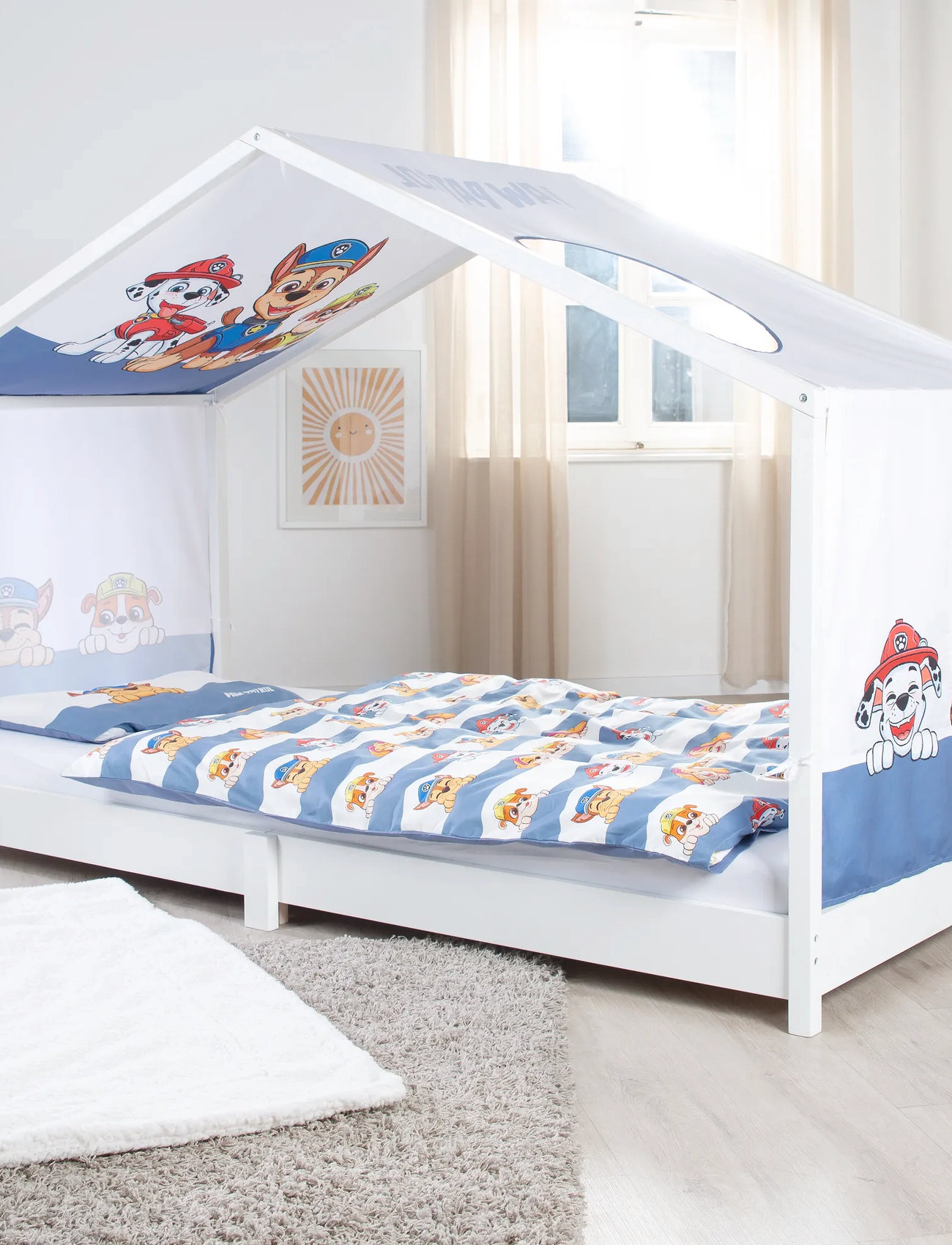 Paw Patrol Cover For Montessori House Beds 90 X 200 cm In Paw Patrol Design, 90X200 cm, White, Møbler > Børnesenge Og Tilbehør, Børn