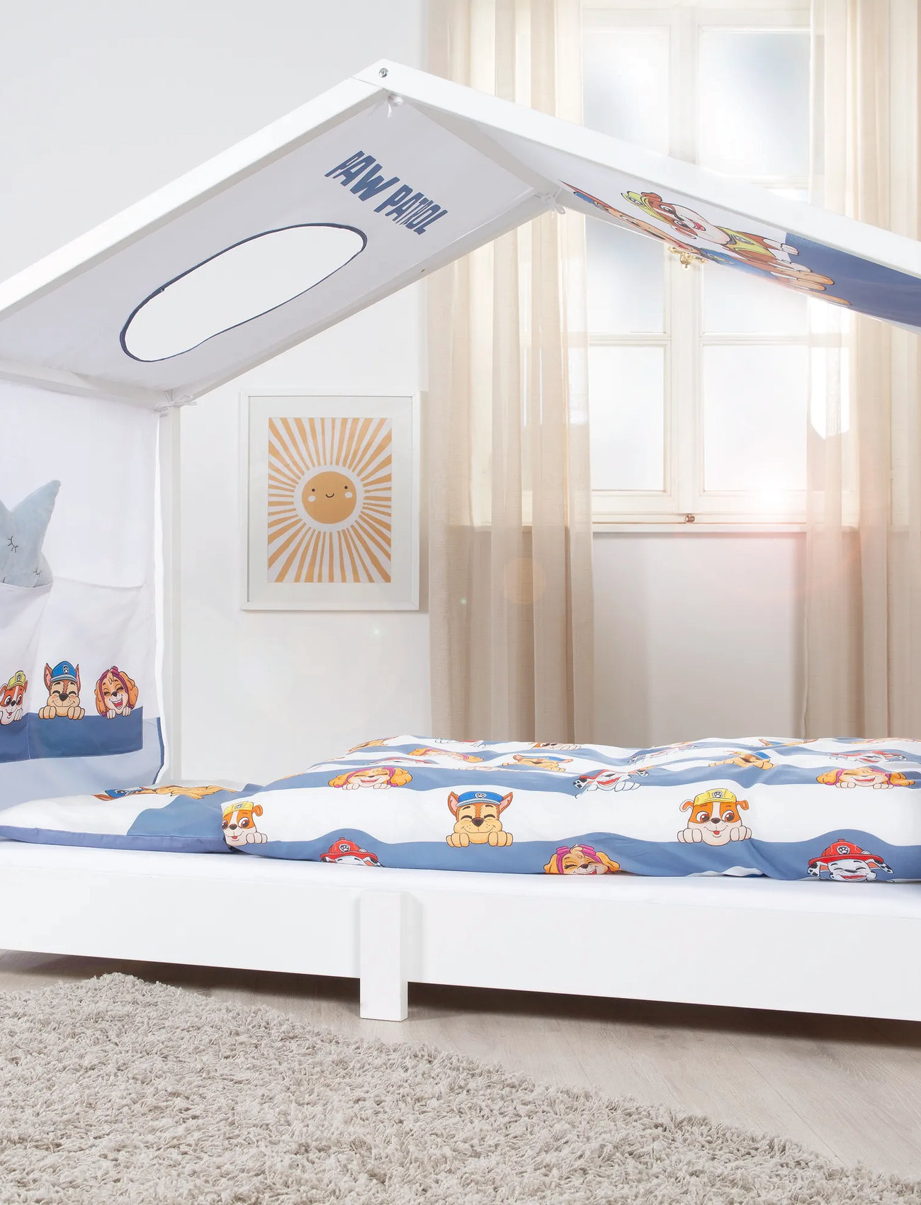 Paw Patrol Cover For Montessori House Beds 70 X 140 cm, 70X 140 cm, White, Møbler > Børnesenge Og Tilbehør, Børn