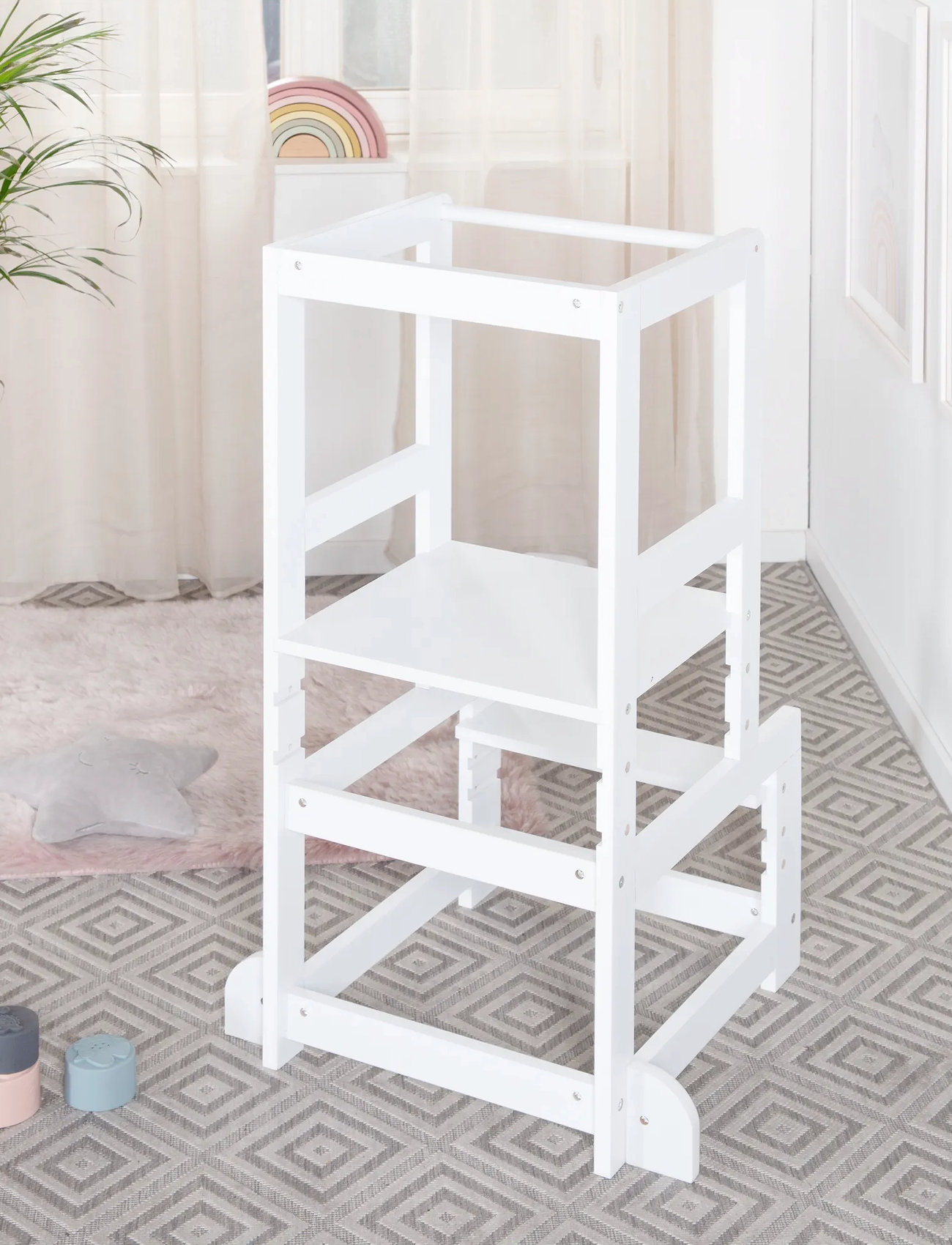 ROBA Convertible Montessori Learning Tower, 90X 45X 47 cm, White, Møbler > Stole Og Skamler, Børn