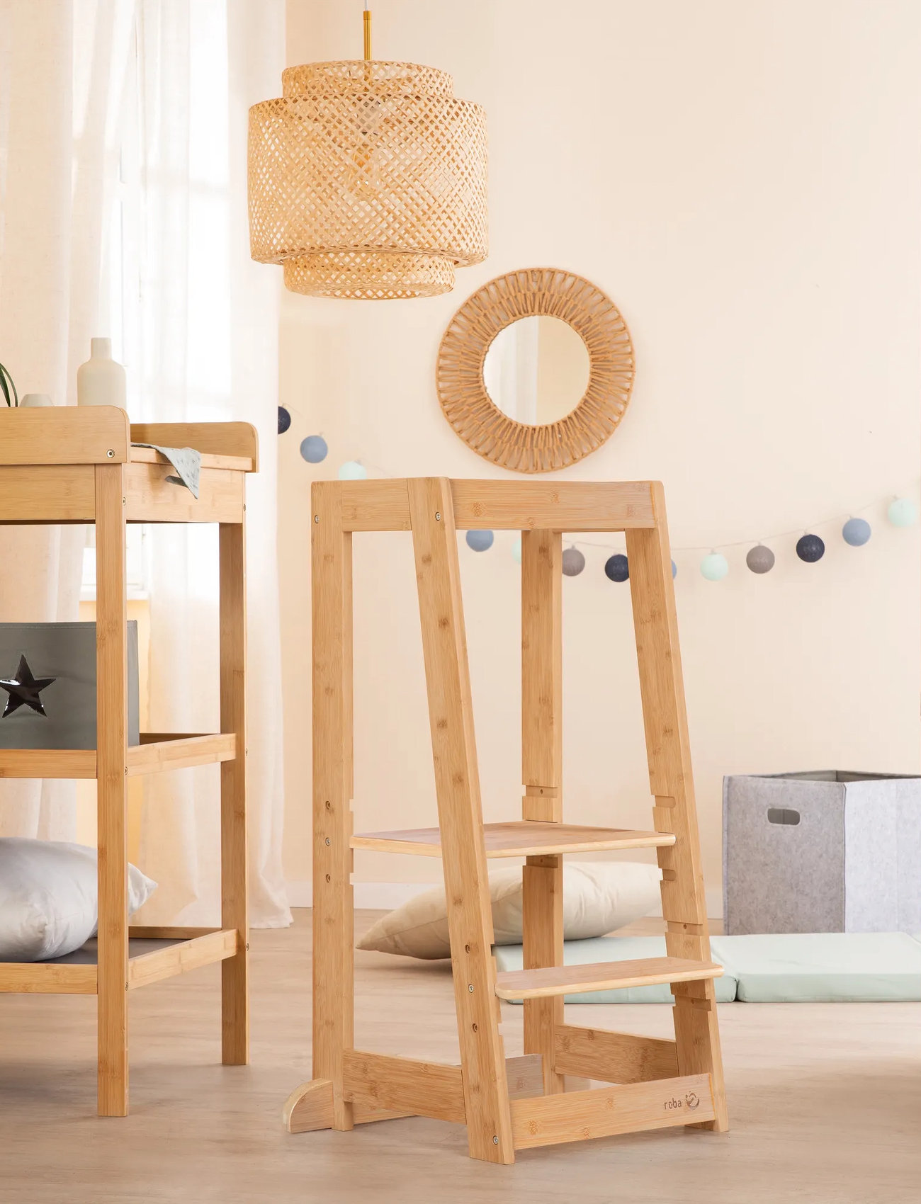 ROBA Montessori Learning Tower, 8X54X43.5 cm, Grey, Møbler > Stole Og Skamler, Børn