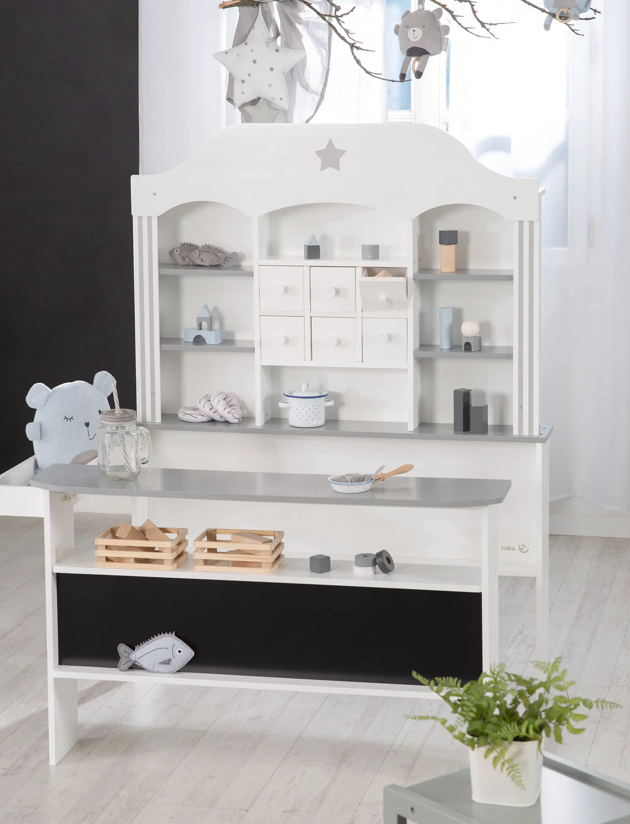 ROBA Play Candyshop With Drawers And Side Counter, 125X 107X 78.5 cm, White, Møbler > Borde, Børn