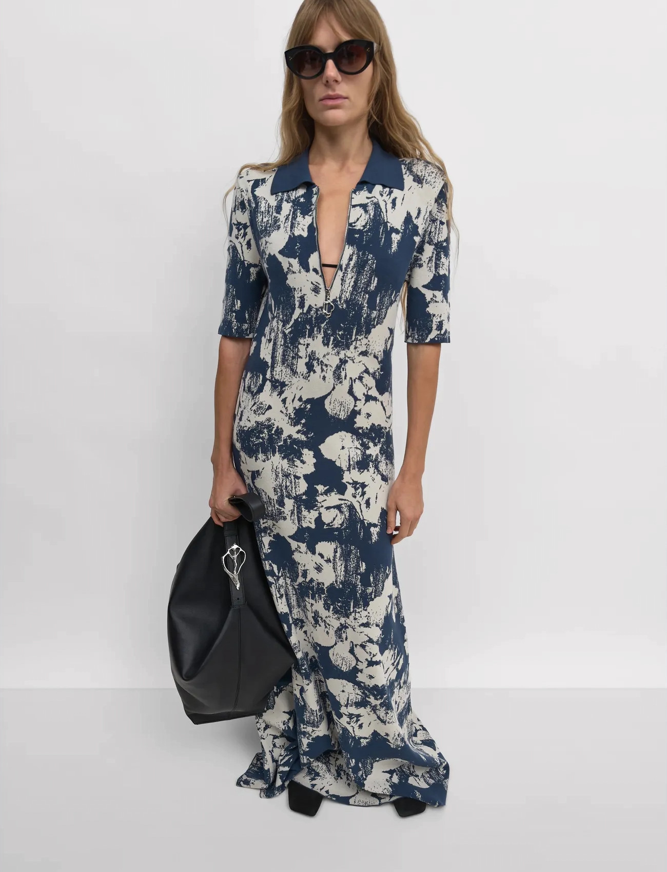RODEBJER Rodebjer Clover Denim Flower, L, Navy, Designere > Maxi Dress, Dame