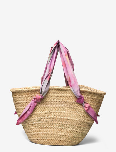 RODEBJER FLORAL STRAW BAG - top handle - warm sand