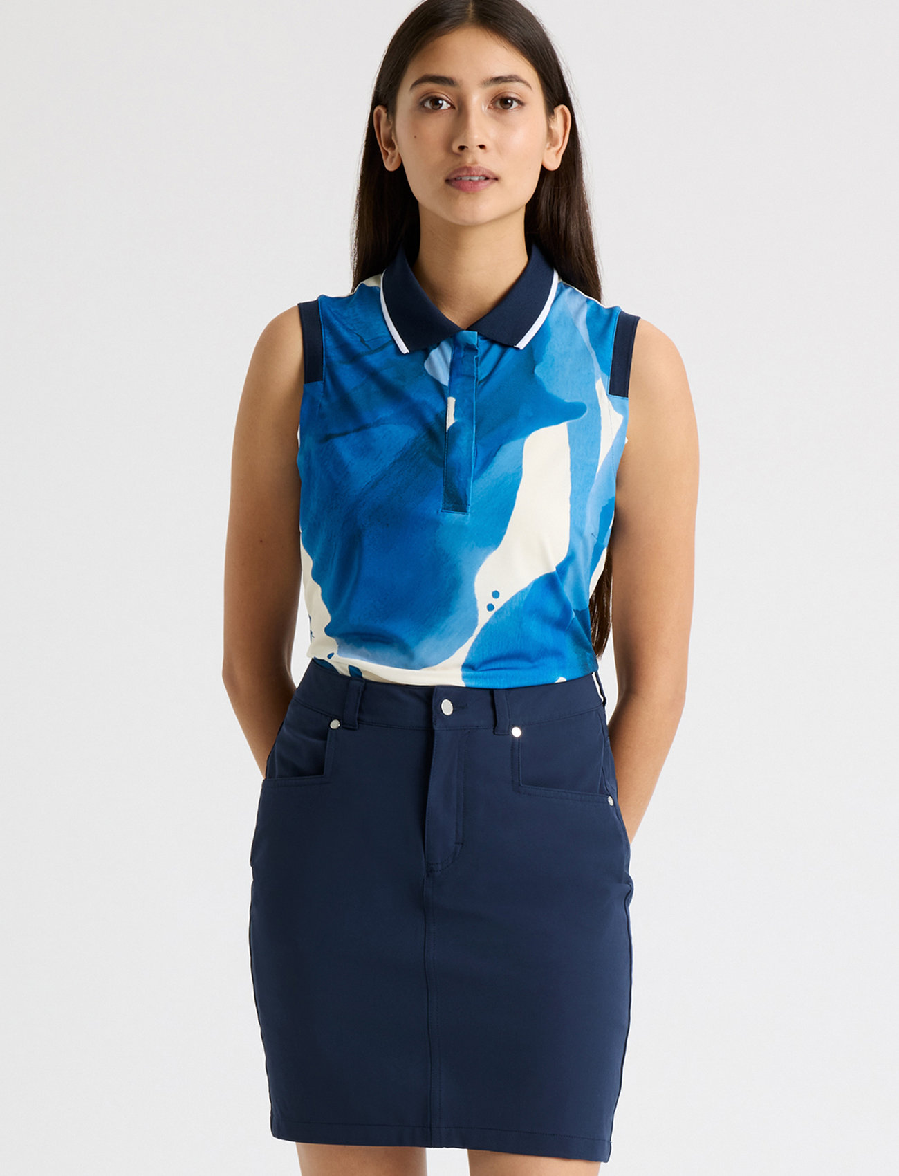 Röhnisch Deni Sleeveless Poloshirt, S, Blue, T-Shirts Og Toppe > Poloer, Dame