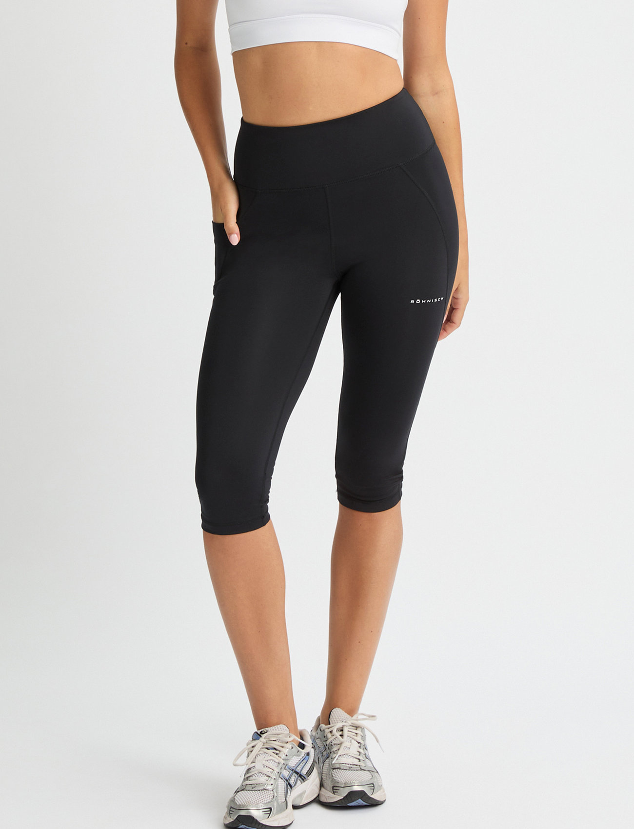 Röhnisch Flattering High Waist Capri Tights, XL, Black, Sportsbukser > Sportstræningsbukser, Dame