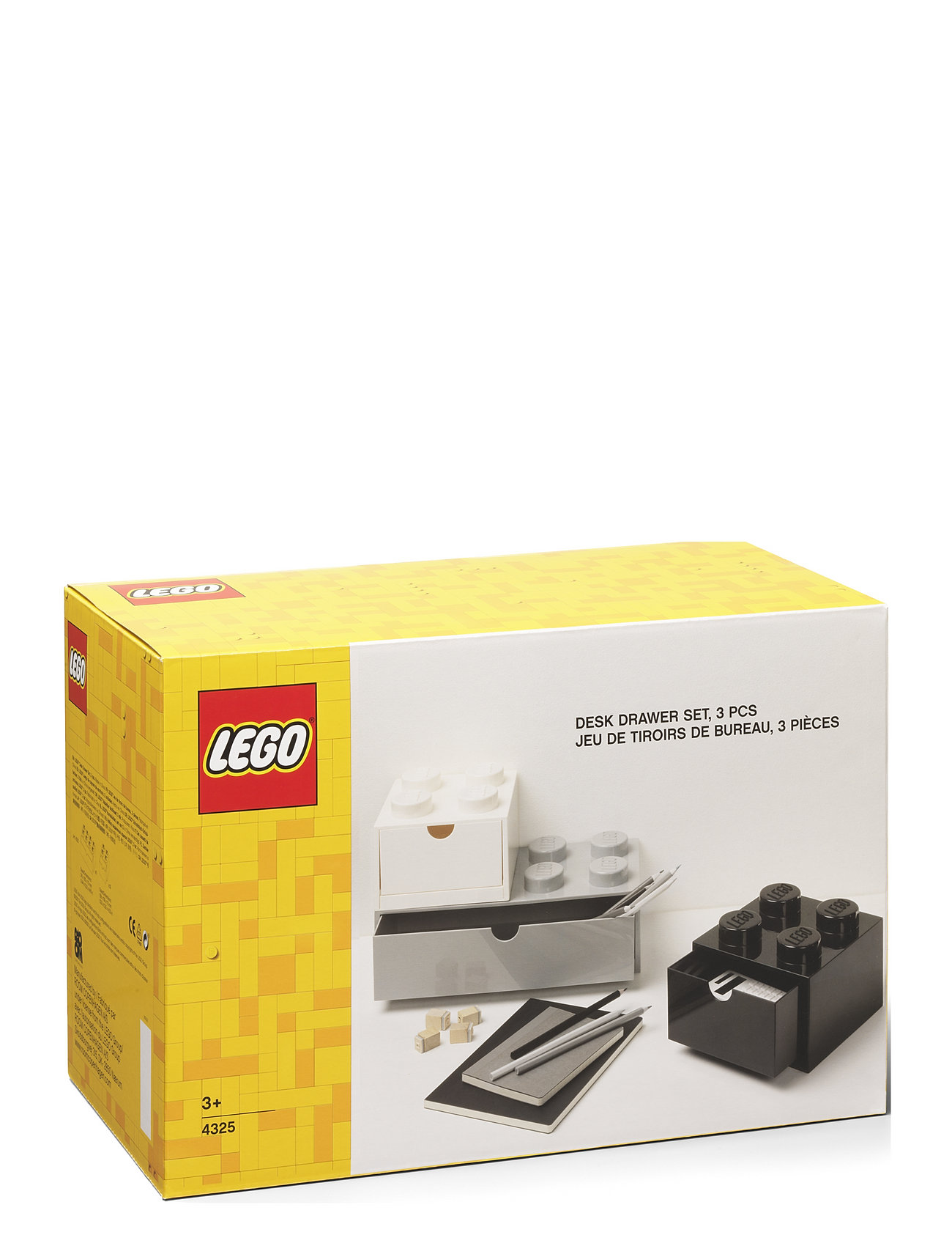 LEGO STORAGE Lego Desk Drawer Set - Black, Grey & White Home Kids Decor Storage Boxes Multi/mønstret STORAGE*Betinget Tilbud