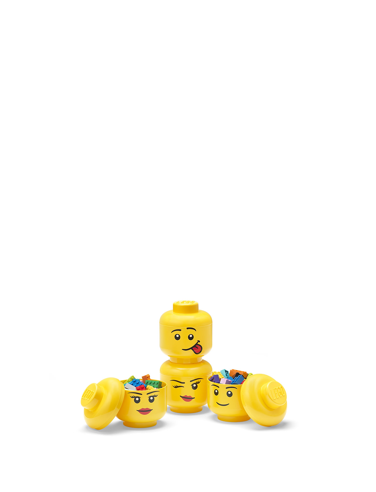 Lego Storage Head Mini Set, 4Pcs Home Kids Decor Storage Storage Boxes Yellow LEGO STORAGE