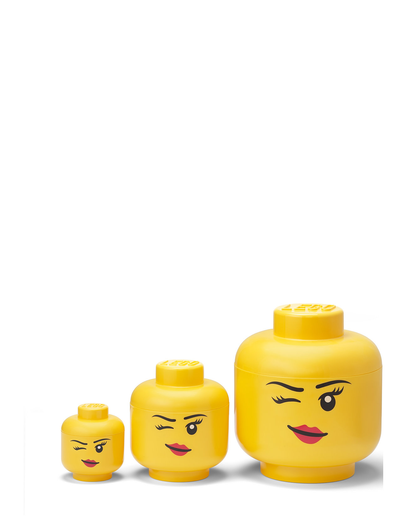 LEGO STORAGE Lego Storage Head Collection - Winking Home Kids Decor Boxes Gul STORAGE*Betinget Tilbud