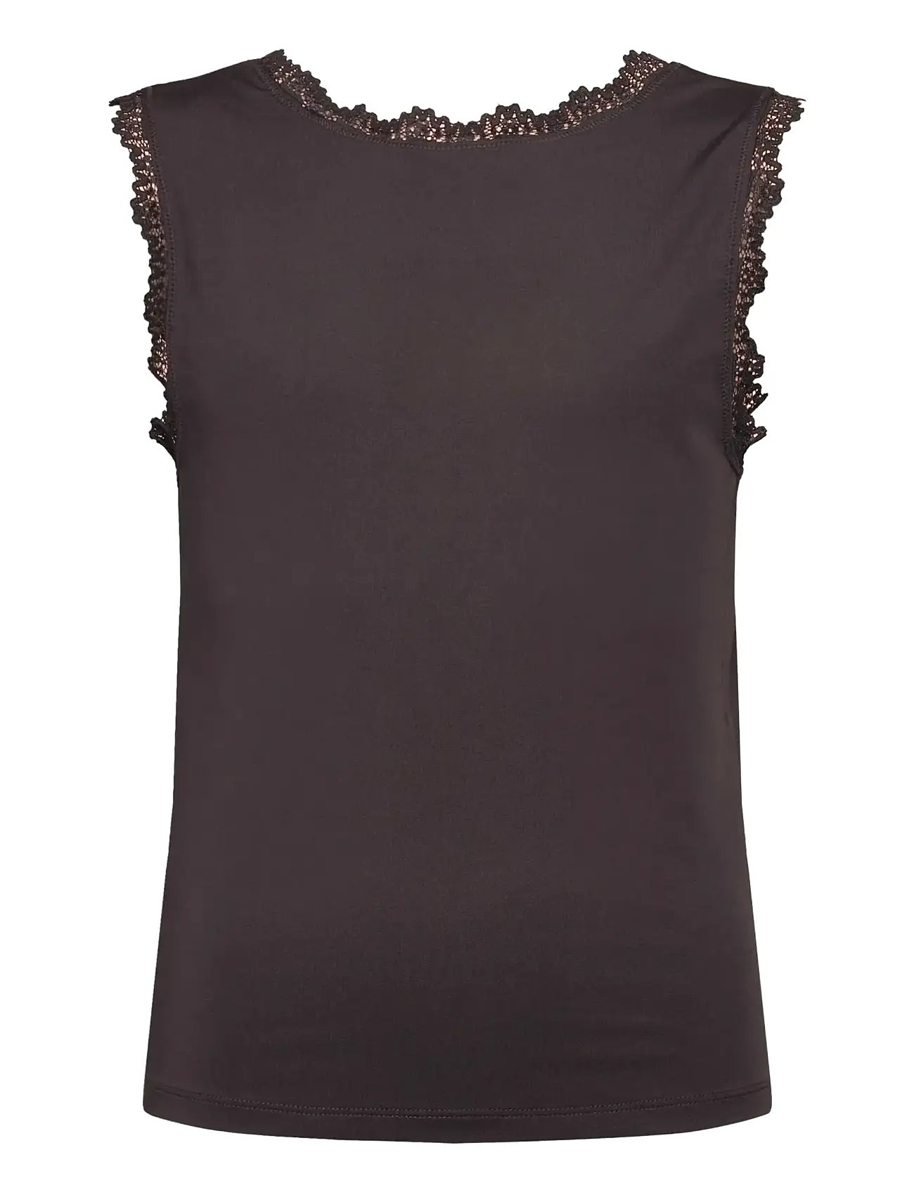 Rosemunde Kids Rkbillie Sl Square Lace Top, 176, Brown, T-Shirts > Uden Ærmer, Børn