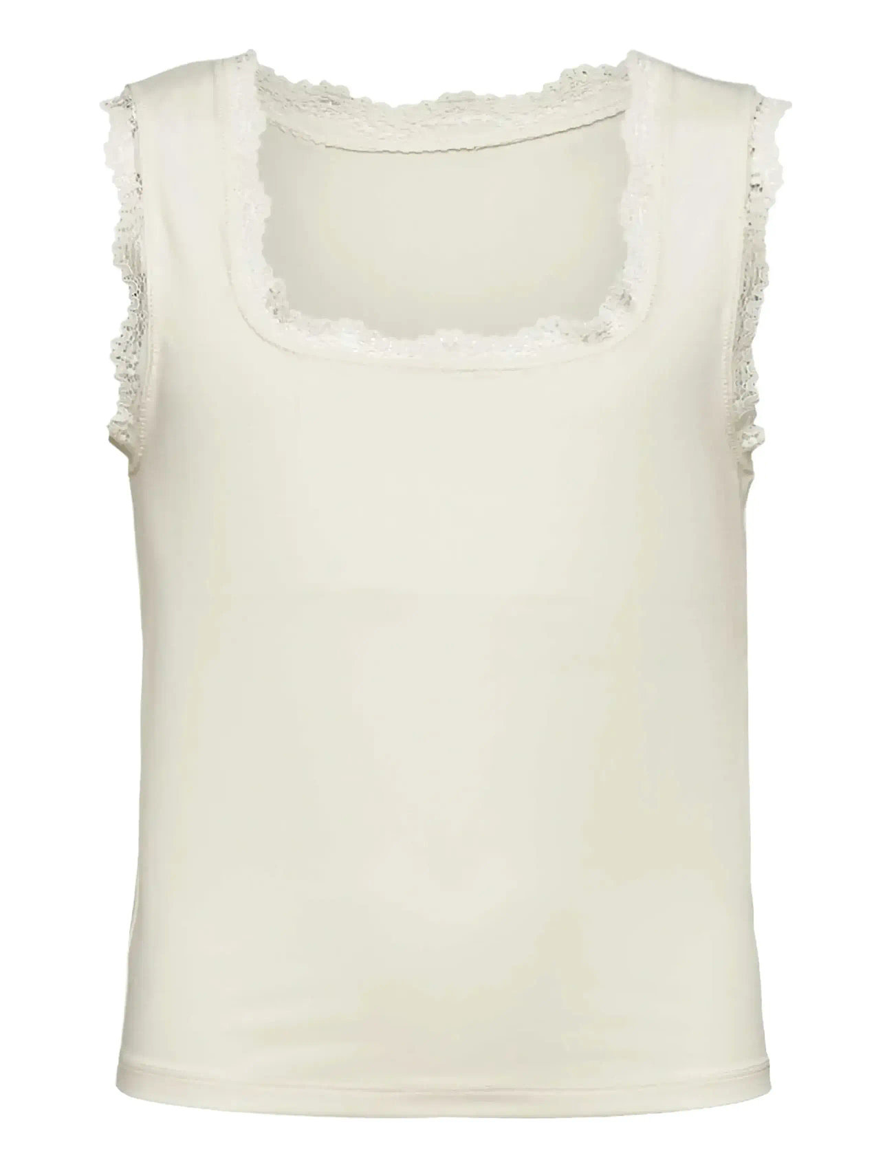 Rosemunde Kids Rkbillie Sl Square Lace Top, 128, Cream, T-Shirts > Uden Ærmer, Børn