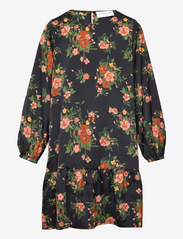 Recycled polyester dress - BLACK BOUQUET ROSE PRINT
